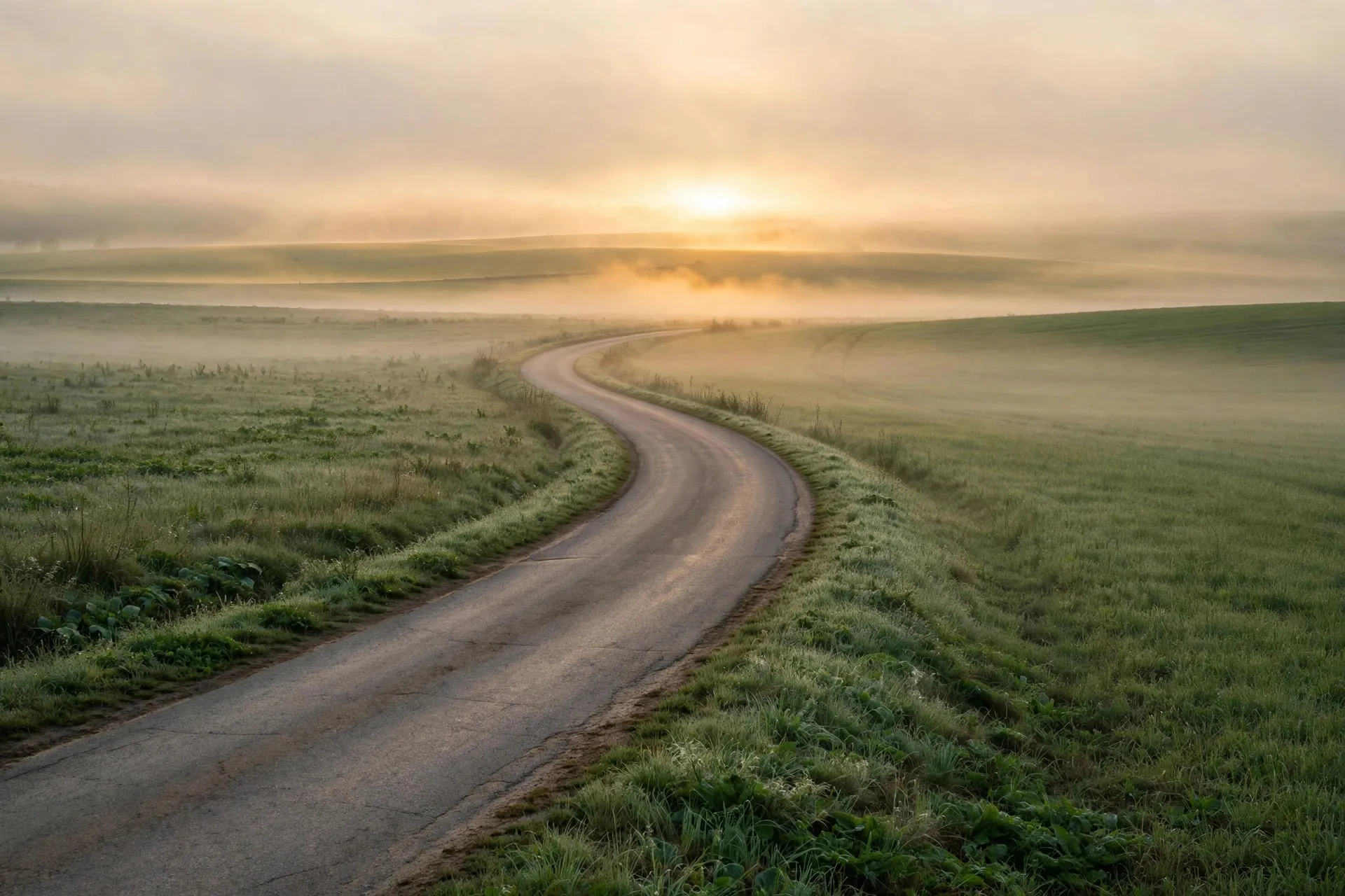 A quiet country road at dawn, a clear path forward
